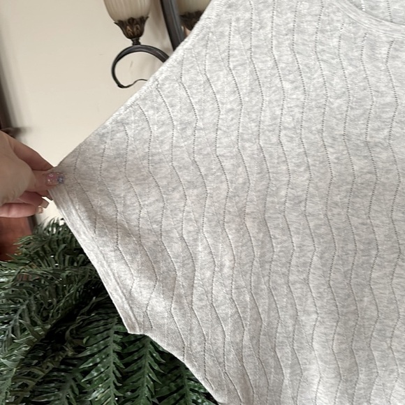 Smartwool Zig Zag Knit Sweater Dolman Sleeves Light Gray Pullover Pointelle - Picture 6 of 12